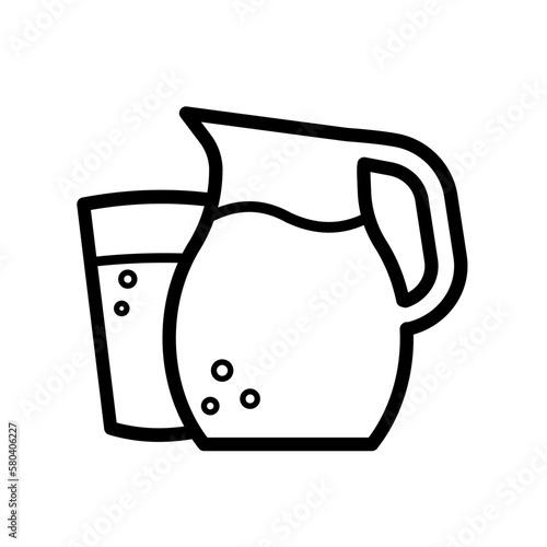 Jug and glass of water - vector icon