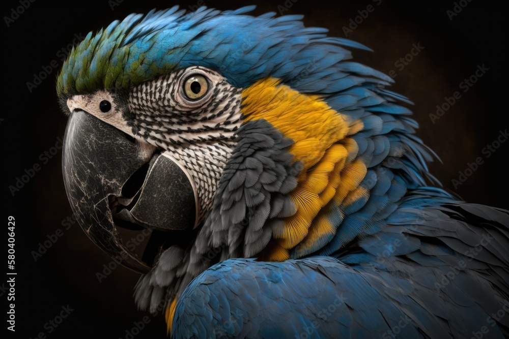 Obraz premium The macaw with the blue head (Primolius couloni). Generative AI