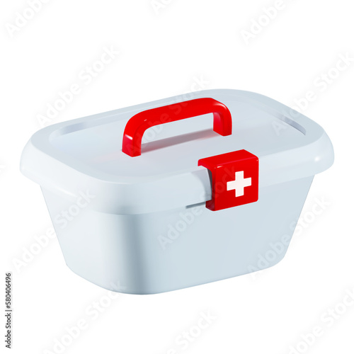 First aid kit 3d render of container icon. Vector illustration
