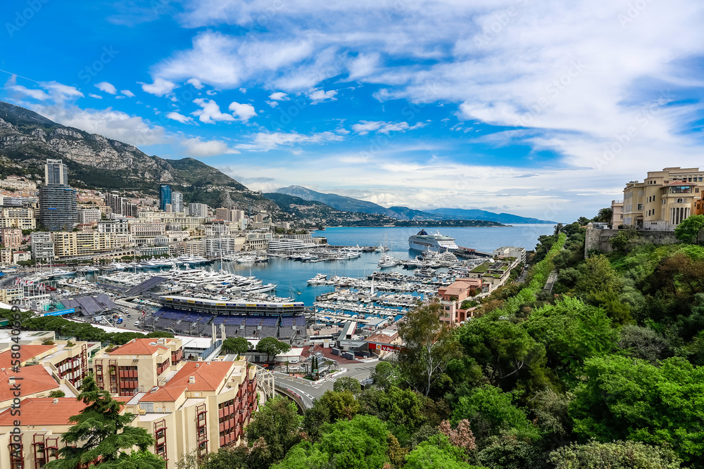 Fototapeta premium View of spectacular Monaco beach side and big marina