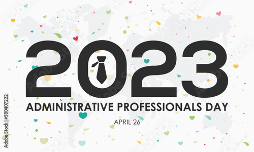 2023 Administrative Professionals Day. secretaries, administrative, executive, personal assistants day concept banner, card, design with love dot halftone in white background. observed on April 26