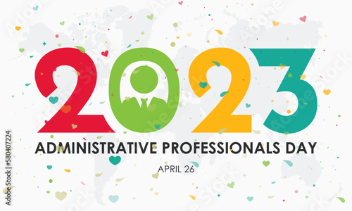2023 Administrative Professionals Day. secretaries, administrative, executive, personal assistants day concept banner, card, design with love dot halftone in white background. observed on April 26