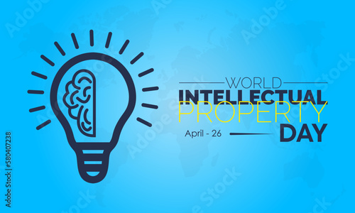 World Intellectual Property Day. patent right awareness concept banner or template black and yellow color design with blue background. observed on April 26