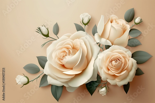 Floral banner  header with copy space for text. Soft light pastel colors background. Natural spring flowers wallpaper or greeting card.