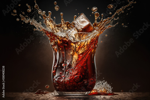 glass of cola created with Generative AI technology photo