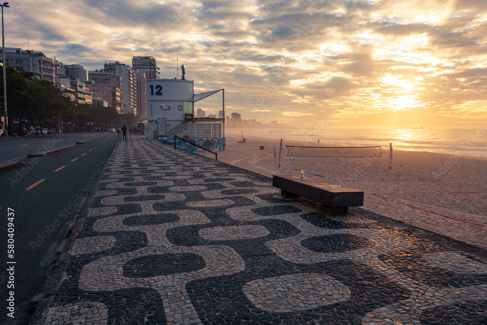 Sunrise in Ipanema Beach in Rio de Janeiro, Brazil