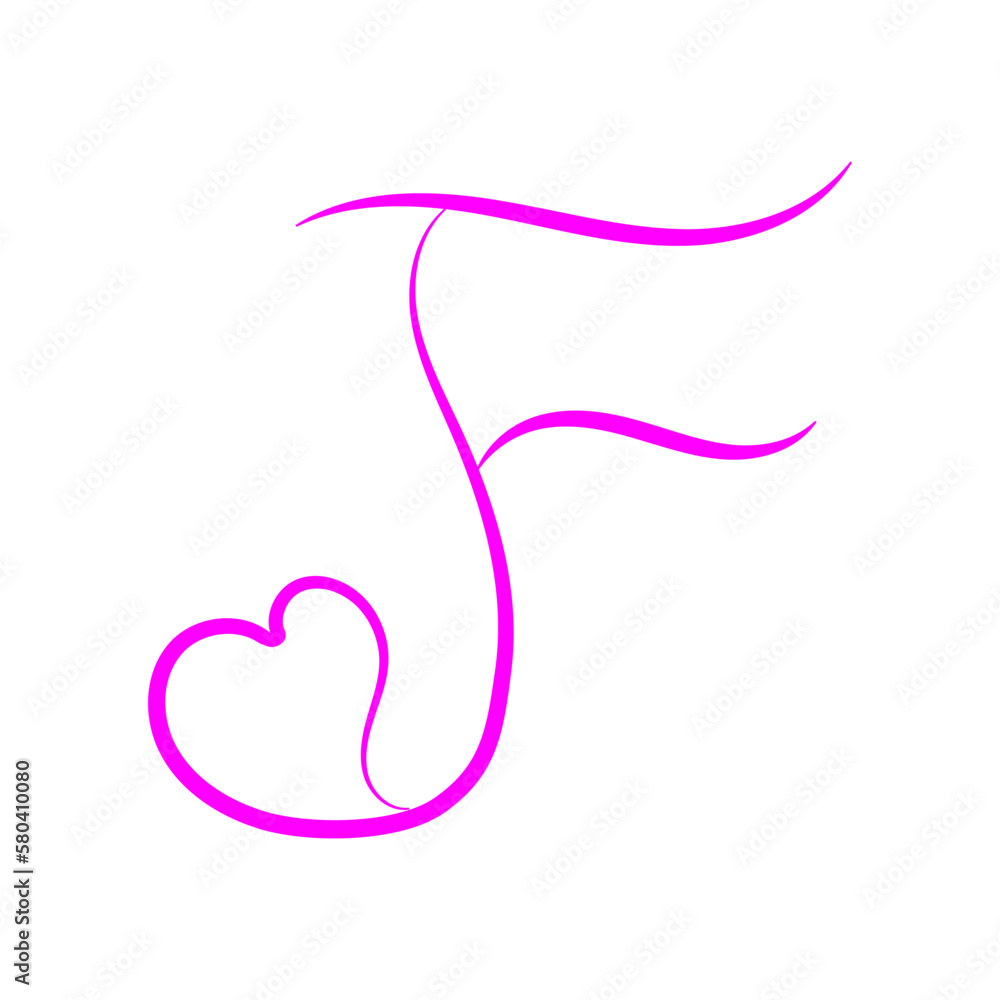 Letter F with heart. Handwritten and creative letter F. minimalistic design letter for logo. vector Letter F with heart. Handwritten and creative letter F. minimalistic design letter for logo. vector