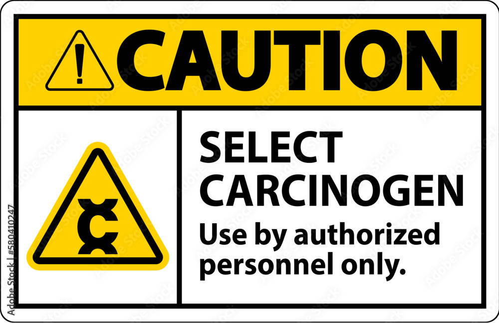 Caution Select Carcinogen Label On White Background Caution Select Carcinogen Label On White Background