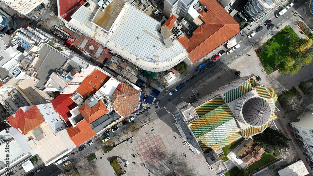 Aerial drone top down photo of Athens centre dense cityscape, Attica, Greece Aerial drone top down photo of Athens centre dense cityscape, Attica, Greece