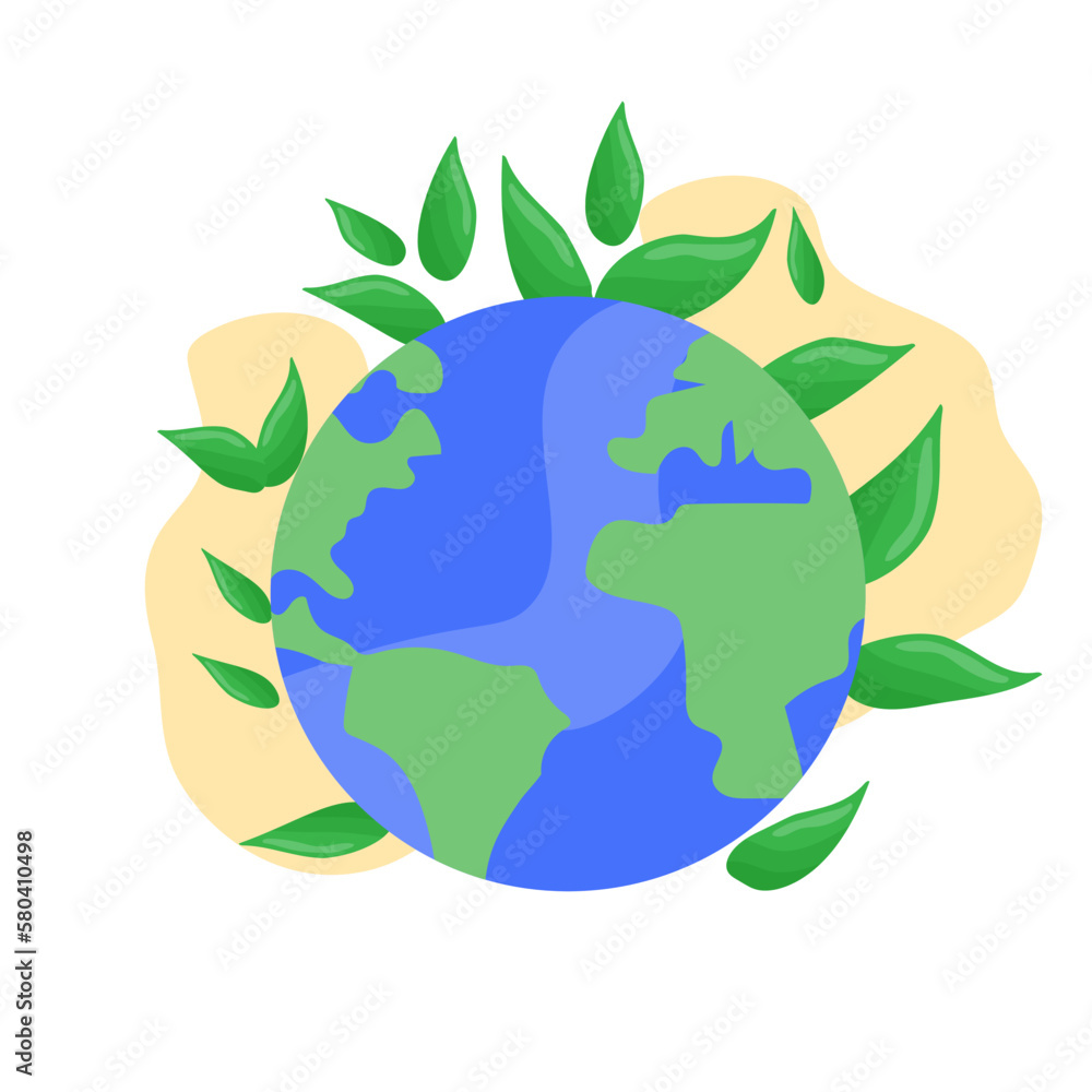 Planet earth in cartoon style. Flat vector illustration for postcard design Planet earth in cartoon style. Flat vector illustration for postcard design