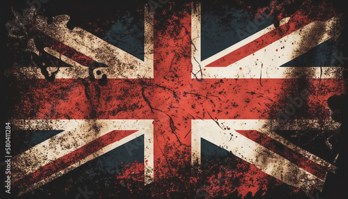 ragged faded UK flag. IA générative