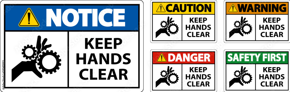 Caution Keep Hands Clear On White Background Caution Keep Hands Clear On White Background