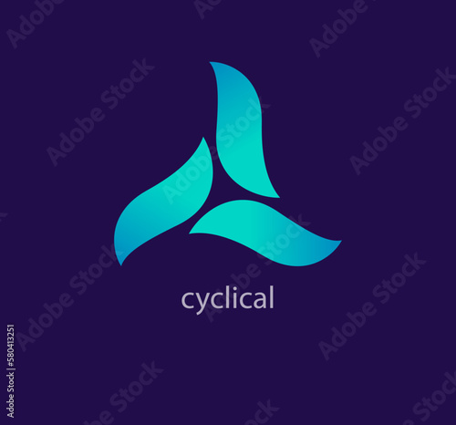 Unique loop triangle form logo. Trend color transitions. Community support triangle logo template. vector