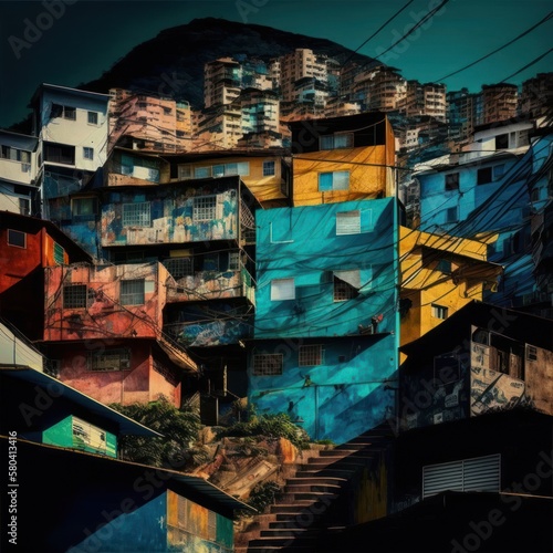 The Brazilian favela community is characterized by poverty, informal settlements, and social issues, but it's also a place of culture, diversity, and resilience, GENERATIVE AI ©  freeprompt