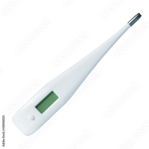 3D rendering of a digital thermometer for measuring temperature. Vector illustration
