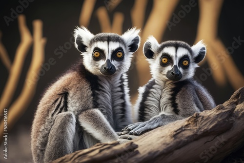 ring tailed lemurs (lemur catta). Generative AI