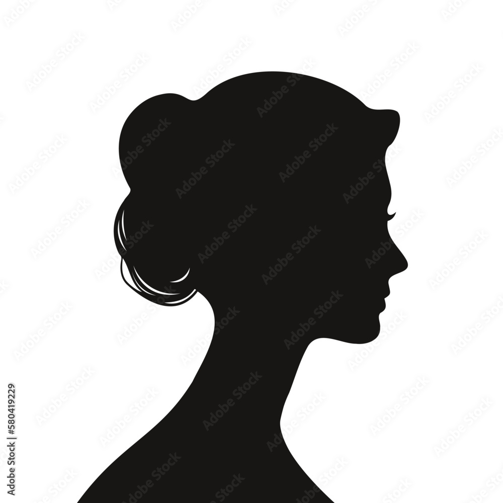 black silhouette of a woman side profile vector
