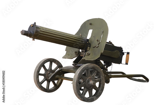 Photography Military old maxim machine gun on a white background isolated