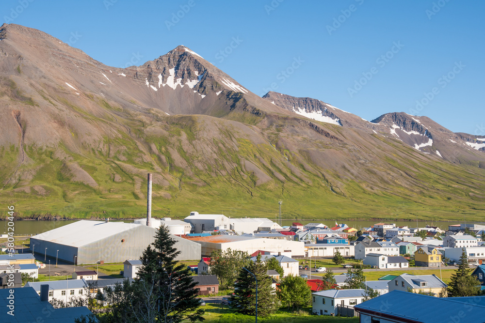 Town of Siglufjordur in North Iceland