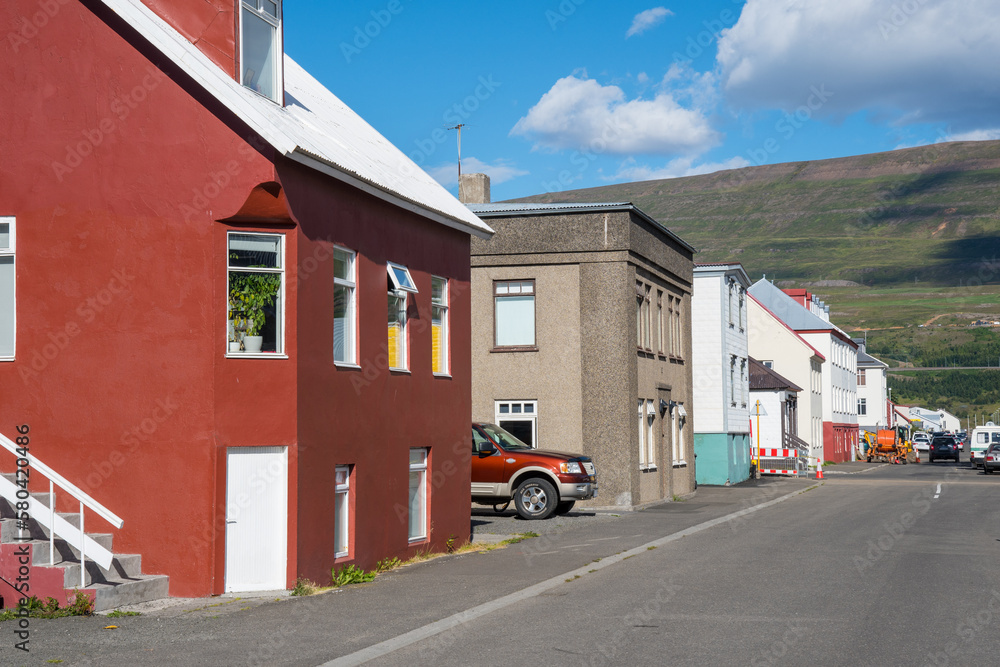 Buildings in town of Akureyri in Iceland