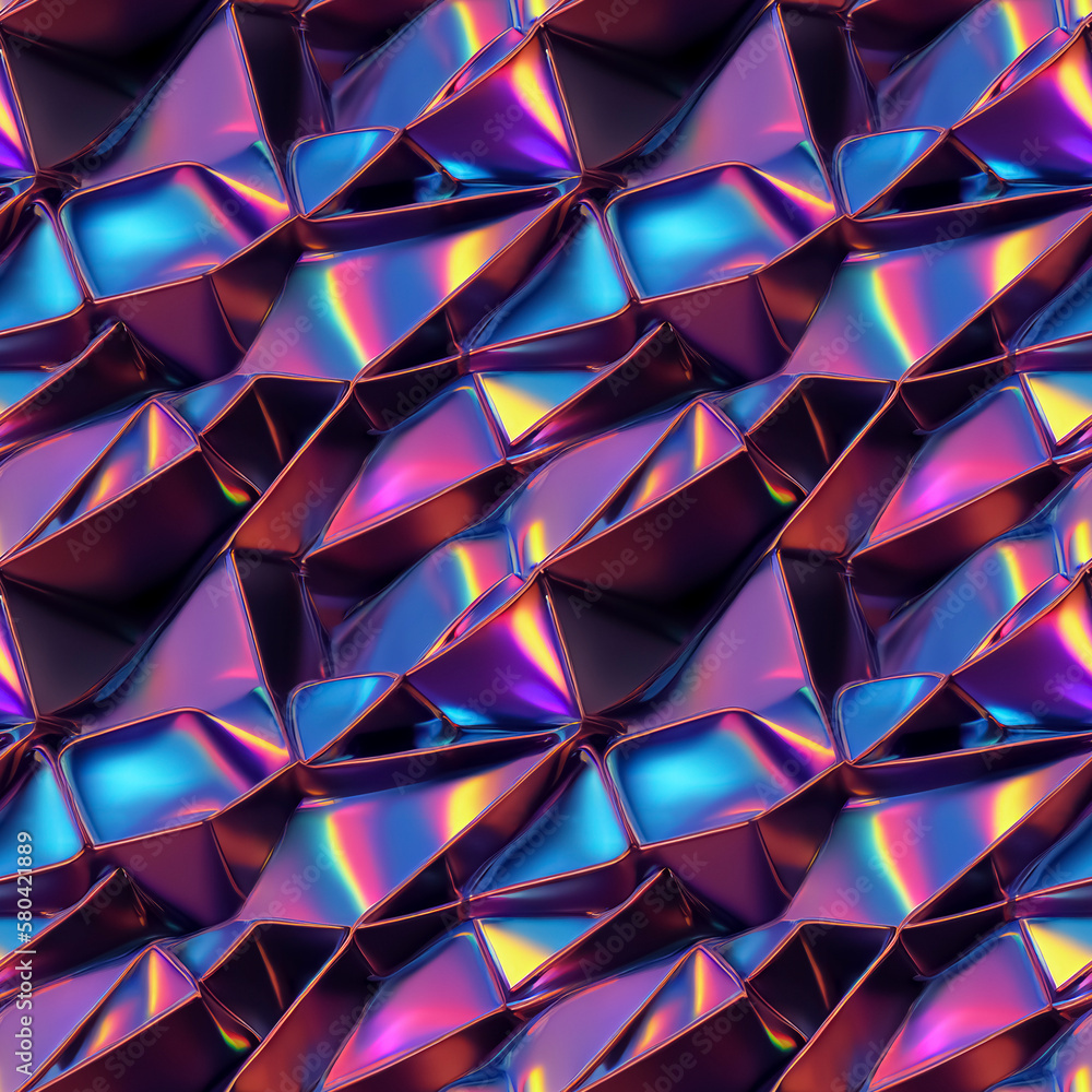 Abstract colorful holographic iridescent surreal dynamic seamless pattern. Generative AI Abstract colorful holographic iridescent surreal dynamic seamless pattern. Generative AI