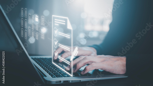Signing electronic documents on digital documents Online, businessman with contract Electronic signature, e-signing, digital document management, paperless office, signing business contract concept,