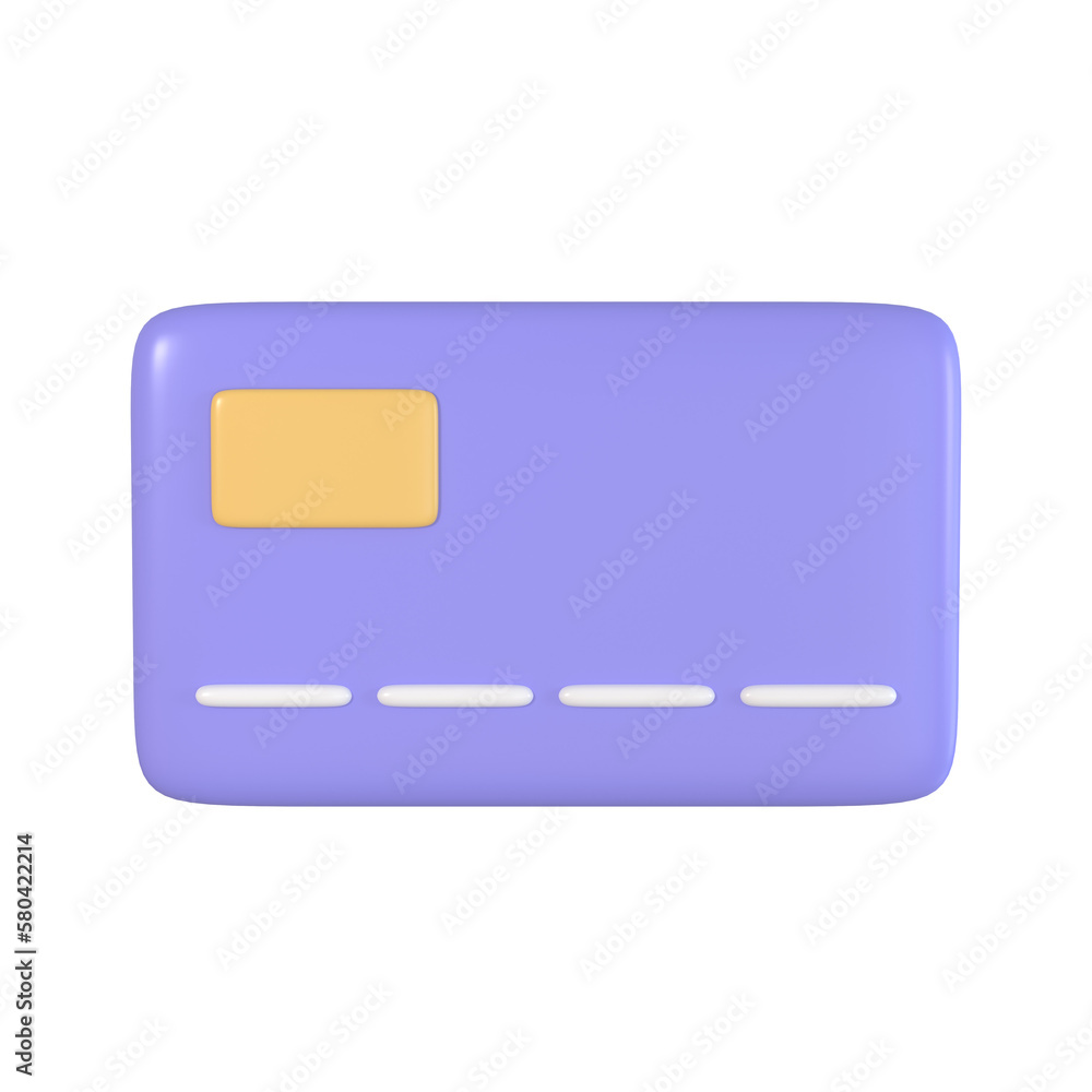 3D credit card icon isolated on transparency background. 3D onlint payment concept. Money financial security for online shopping. Online banking. 3D rendering illustration. Minimal cartoon style.
