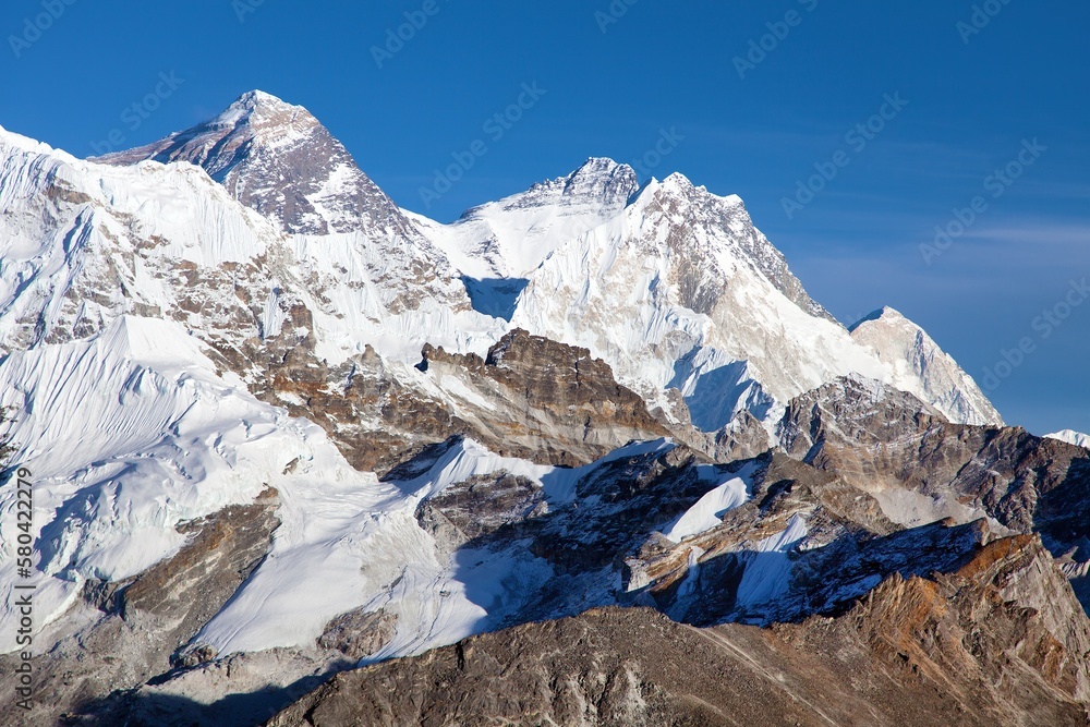 mount Everest, Lhotse and Makalu from gokyo valley