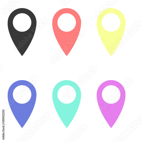 Location symbol. Pin icon in flat style. Pointer icon. Location symbol. GPS location symbol. Flat design style. Vector illustration