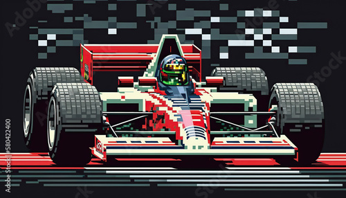 formula 1 race 8 bit pixel art style © Jacques Evangelista