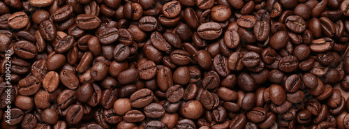 Closeup view of roasted coffee beans as background
