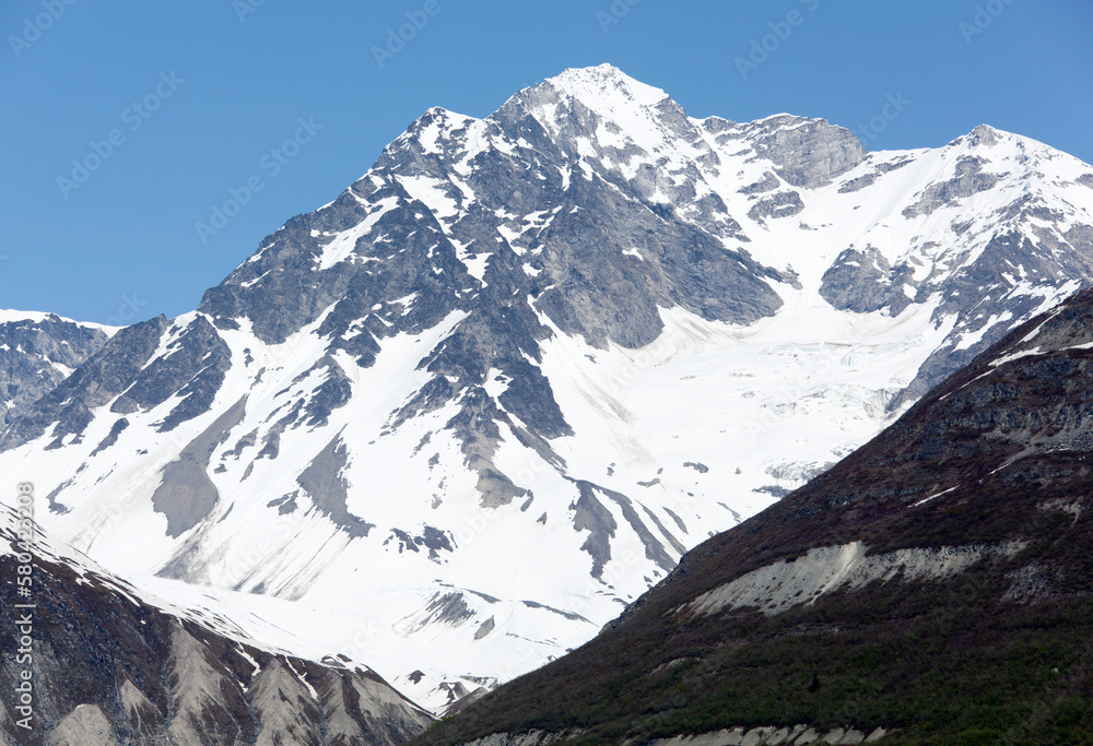 Glacier Bay National Park Snowy Mountain Peak