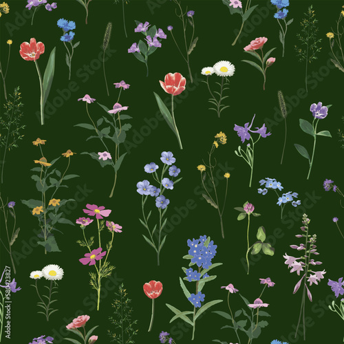 Seamless pattern blooming meadow