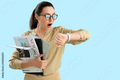 Shocked young businesswoman...