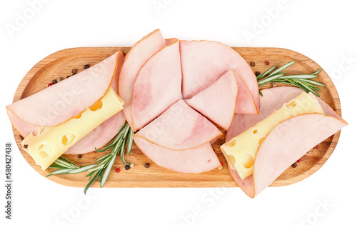 Board with tasty slices of ...