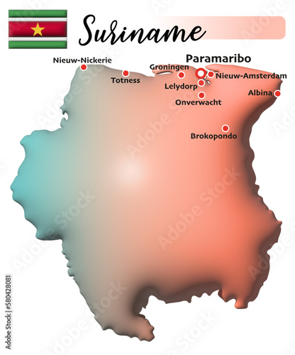 Suriname, Fläche und Flagge photo