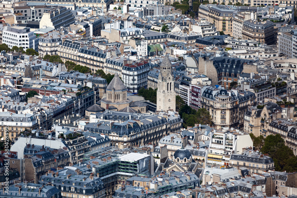 Aerial view of the Church of Saint-Pierre de Chaillot in Paris