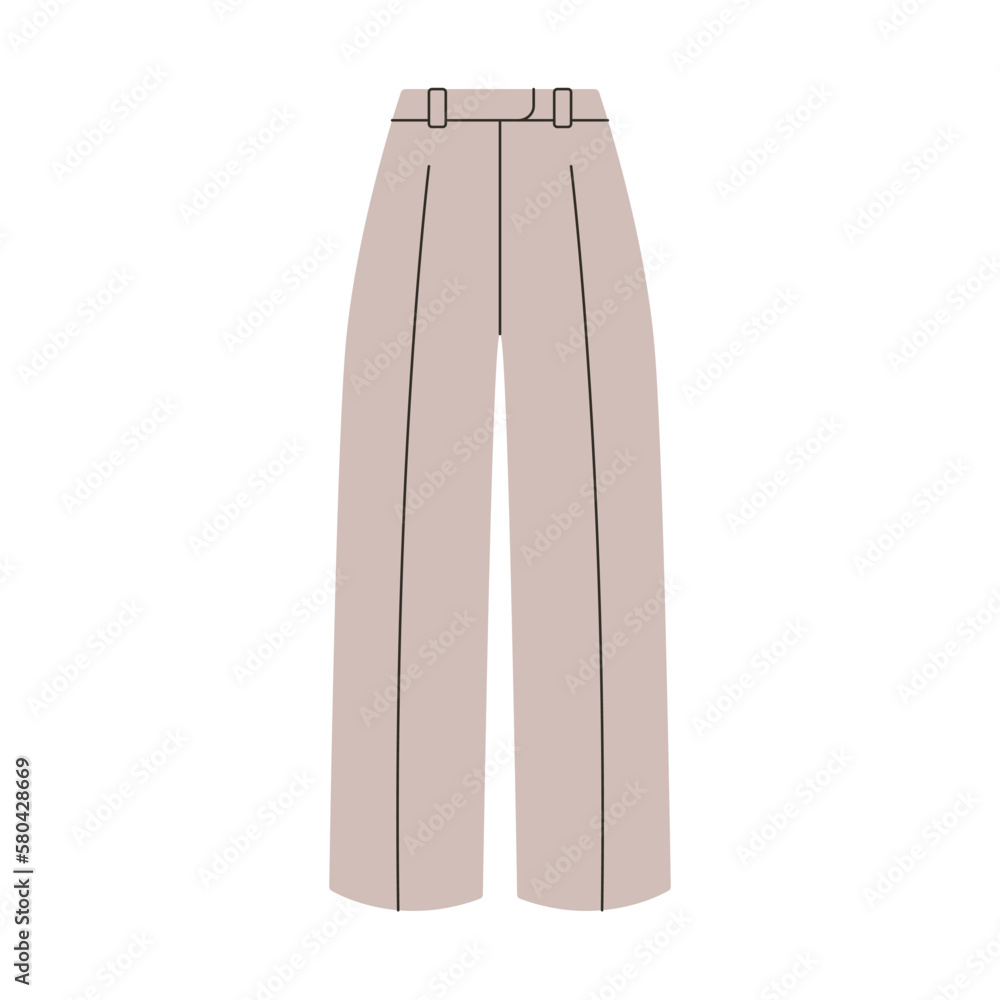 Fashion women pants. Stylish elegant trousers, basic clothing apparel, cartoon outfit wardrobe. Vector flat illustration