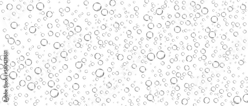 Water bubbles set isolated on white background. Air water bubbles for soda effect, transparent backdrop, icon design, champagne bubbles, texture and wallpaper. Water drops pattern, vector illustration