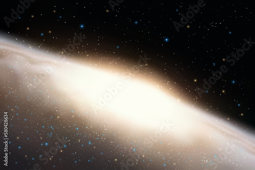 Spiral galaxy in outer space. Night starry sky. Cosmic vector backdrop