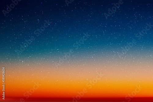 Colorful evening sky. Starry night. Orange blue natural background