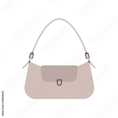 Fashion women bag. Stylish elegant handbag, cartoon classic tote, female leather accessories. Vector flat illustration
