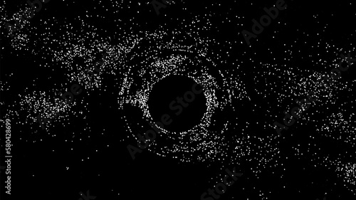 Black hole ink illustration. Space galaxy background