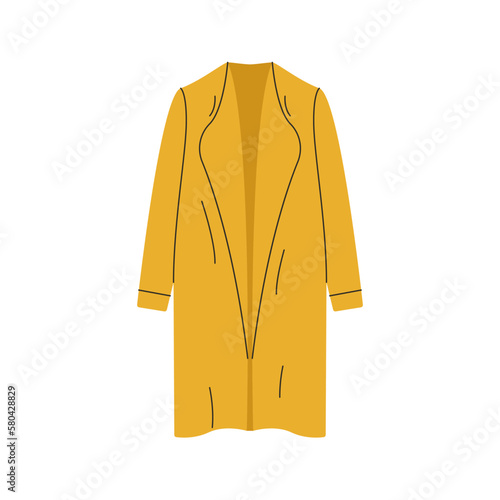 Fashion women coat. Stylish spring fall garment, basic clothing apparel, cartoon outfit wardrobe. Vector illustration