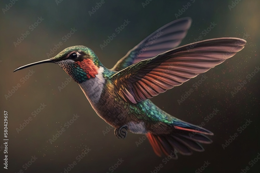 Fototapeta premium beautiful hummingbird flying in suspense. Ai generated.