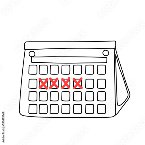 Menstruation calendar. Calendar with marks. days of the menstrual cycle.