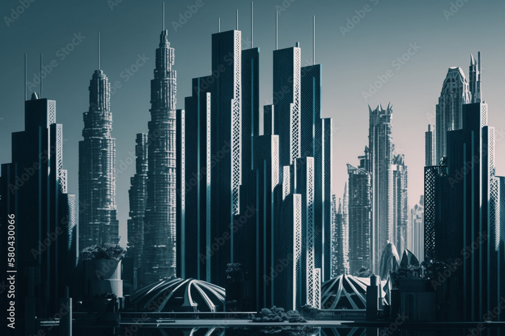 A city with modern skyscrapers Generative AI
