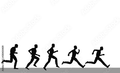 Illustration of run black male silhouettes