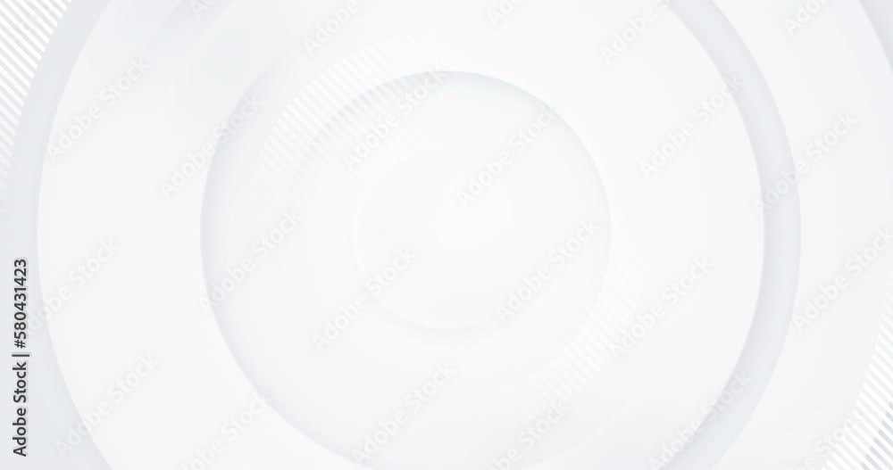 4k light grey white gradient seamless looped animated background. 3d circle rings minimal animation with diagonal abstract lines pattern.  Blank elegant universal frame. Digital soft geometric stripes
