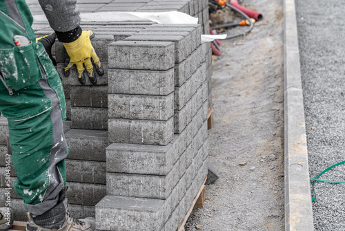 concrete blocks for the construction of sidewalks and roads